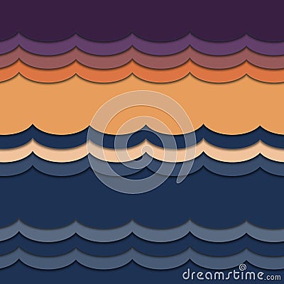 Waves from paper. Vector Illustration